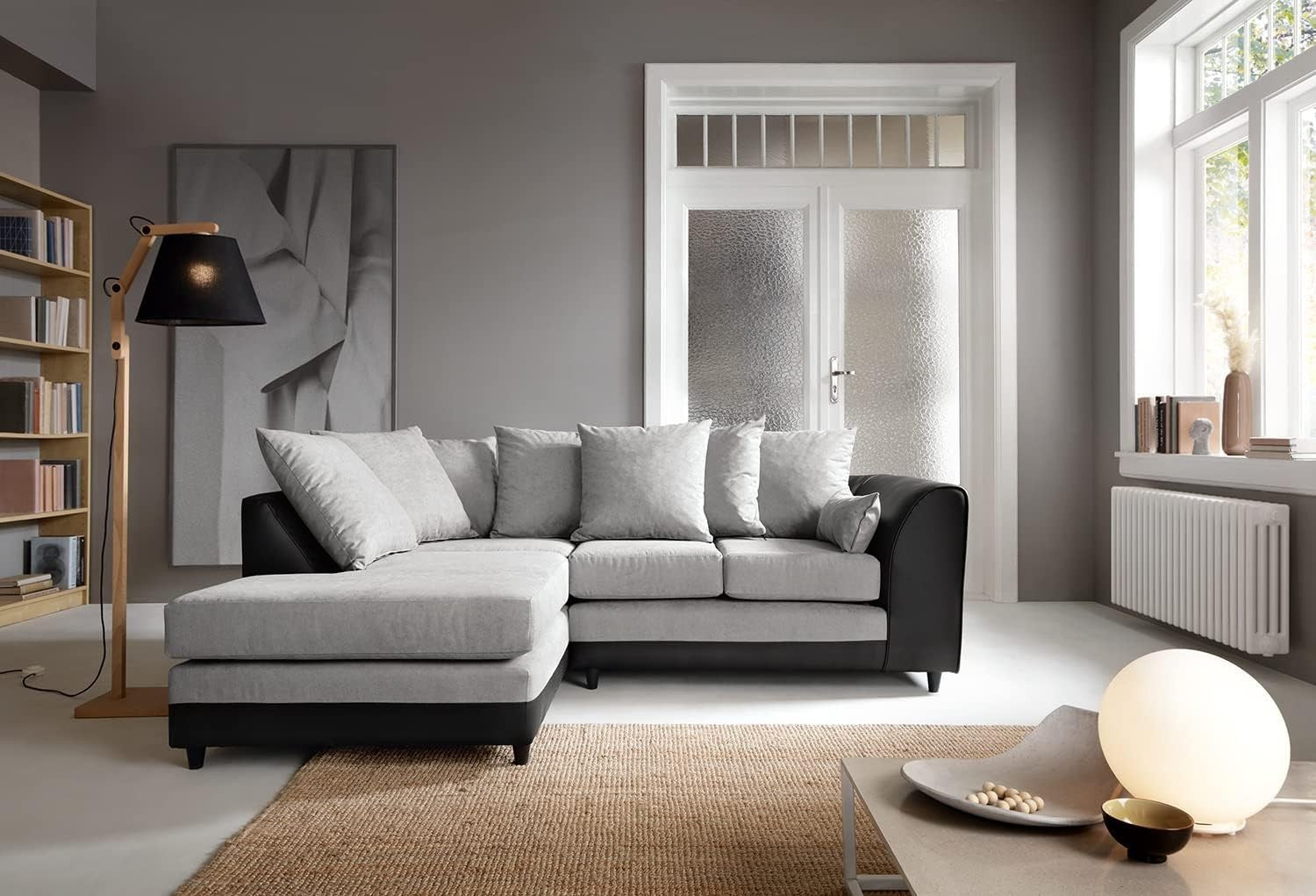 Modern L-Shaped Corner Sofa 4-Seater with Removable Cushions & Wood Frame