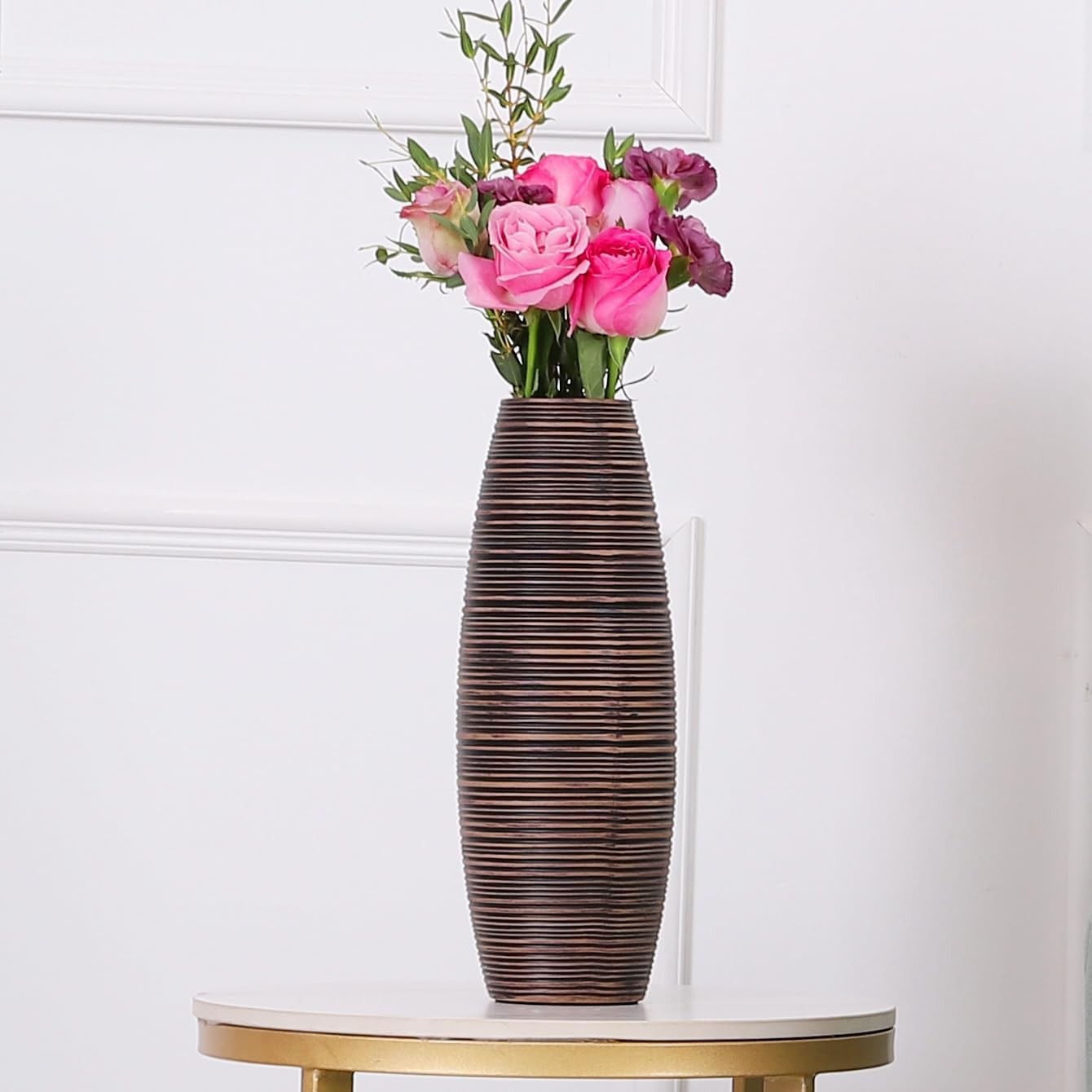 Large Brown Floor Vase 36cm Tall Modern Pampas Grass Home Décor