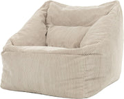 Beige Cord Bean Bag Chair Adult Sofa Seat Lounge Armchair for Home & Gaming