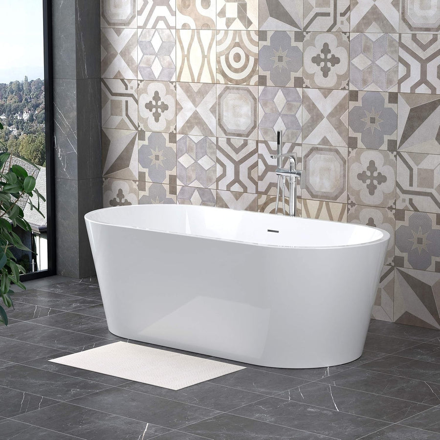 1700x800mm Freestanding Double Ended Oval Acrylic Bath Luxury Soaking Tub