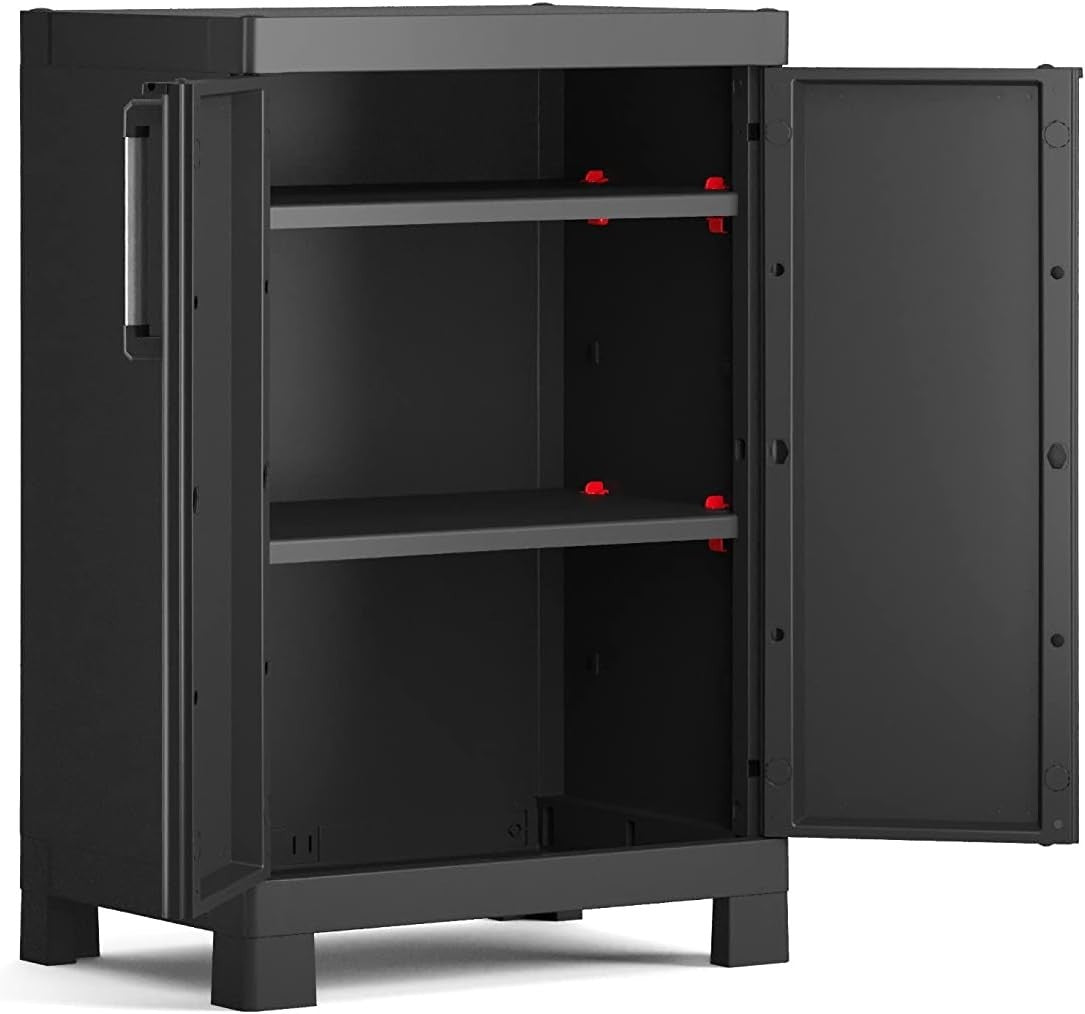 Space-Saving Indoor Storage Cabinet with Lockable Double Doors & Adjustable Shel