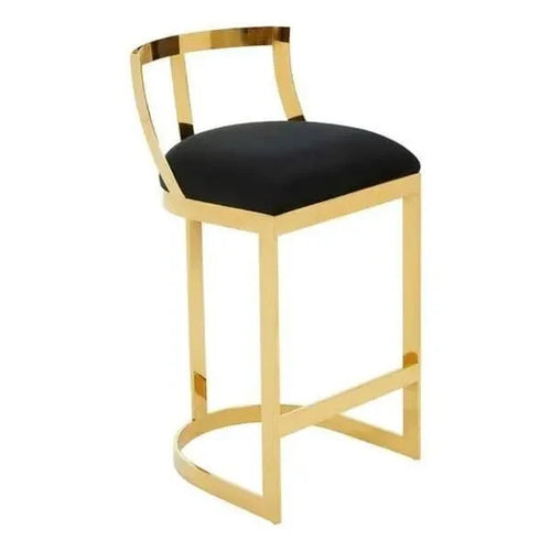 Black Velvet Bar Stool – Gold Frame, Arched Base, Luxe Modern Design