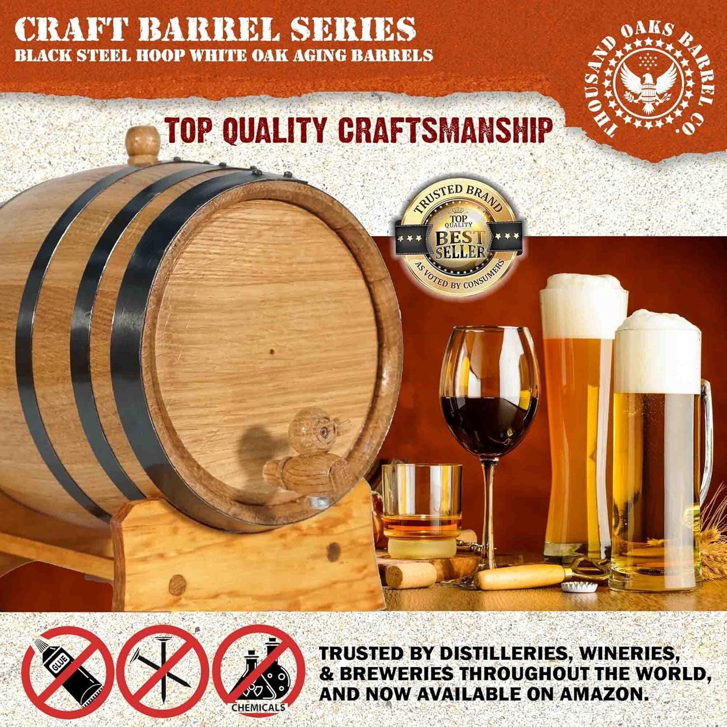 20L Oak Aging Barrel with Stand & Spigot | Large Whiskey Rum Wine Maker
