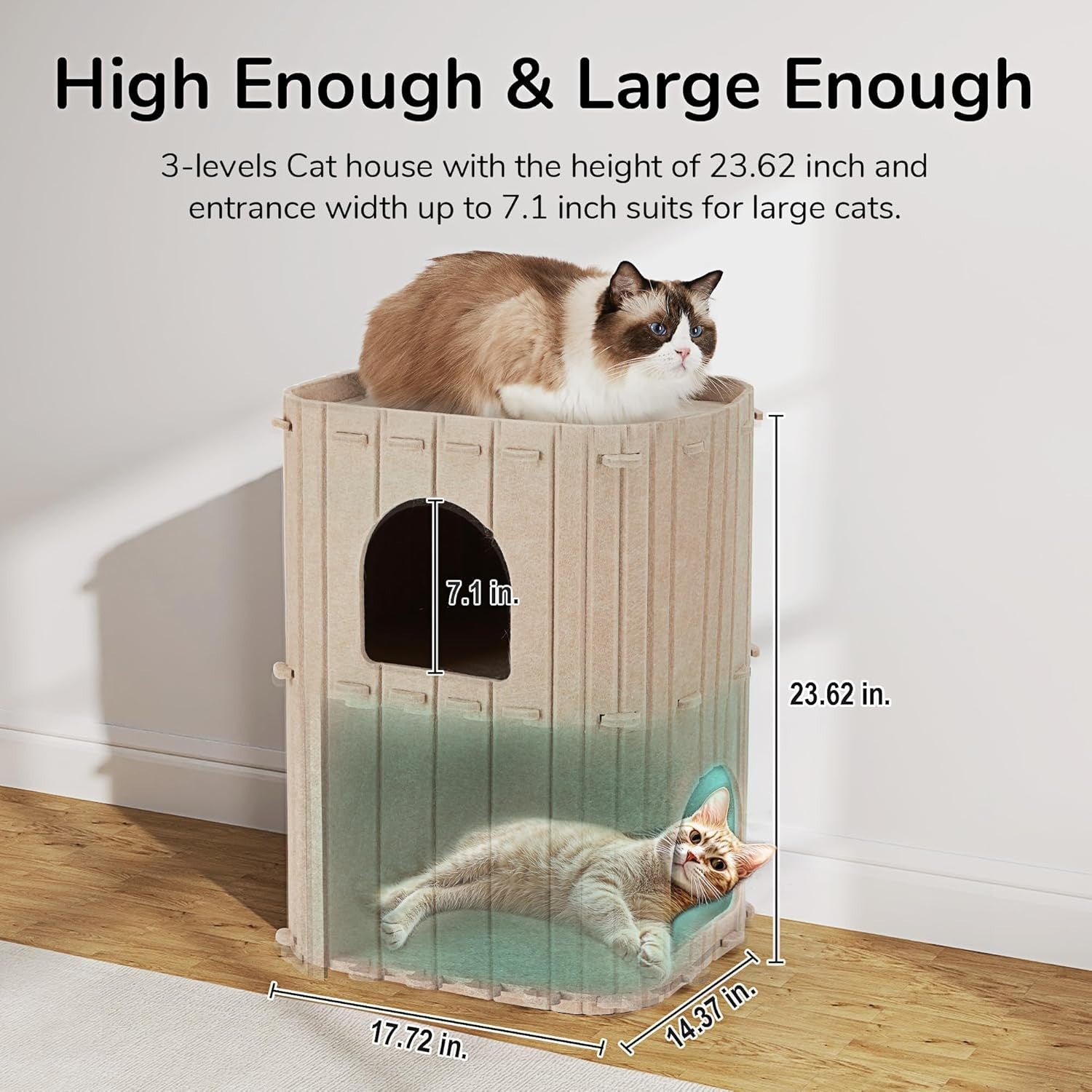 2 Storey Felt Cat House Large Cat Cave Condo Multi Cat Indoor Bed
