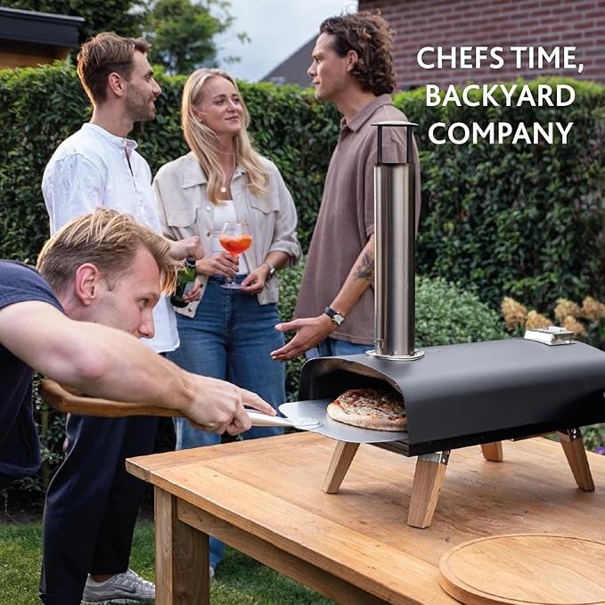 Portable Wood Pellet Pizza Oven 13” Outdoor Stone Grill 400°C Fast Baking