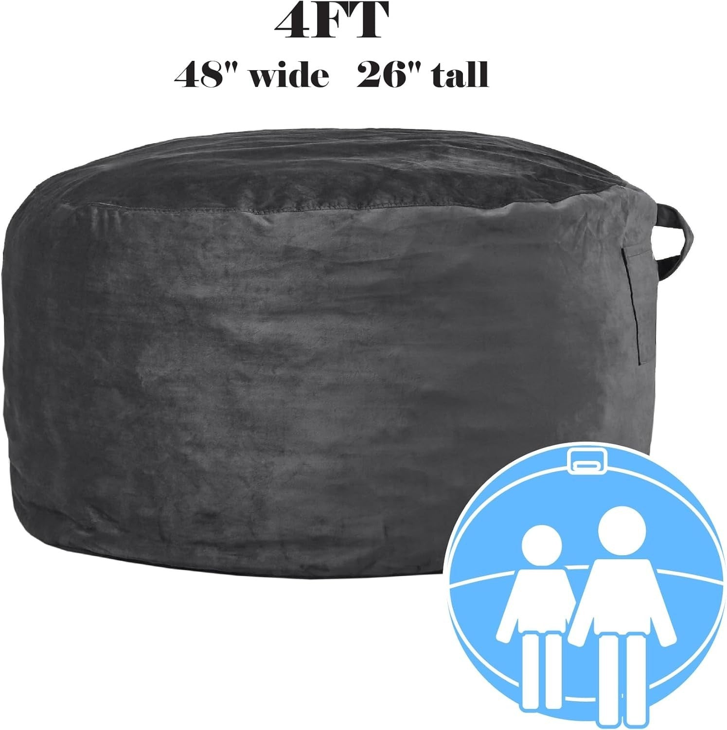 Black Large 4FT Memory Foam Bean Bag Chair with Removable Cover for  Relax