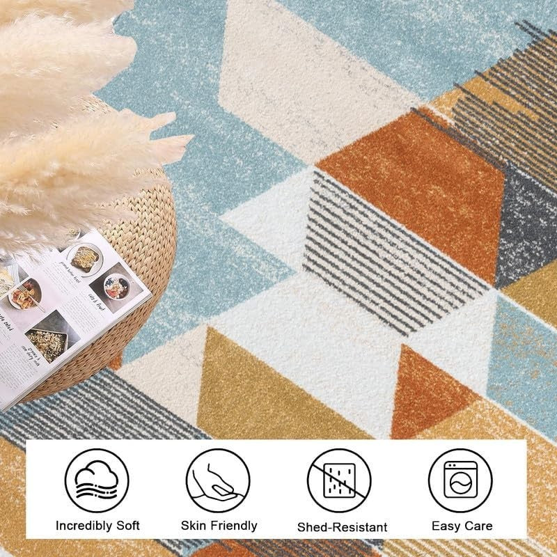 Modern Geometric Rug 120x170cm Washable Non Slip Fluffy Indoor Area Carpet