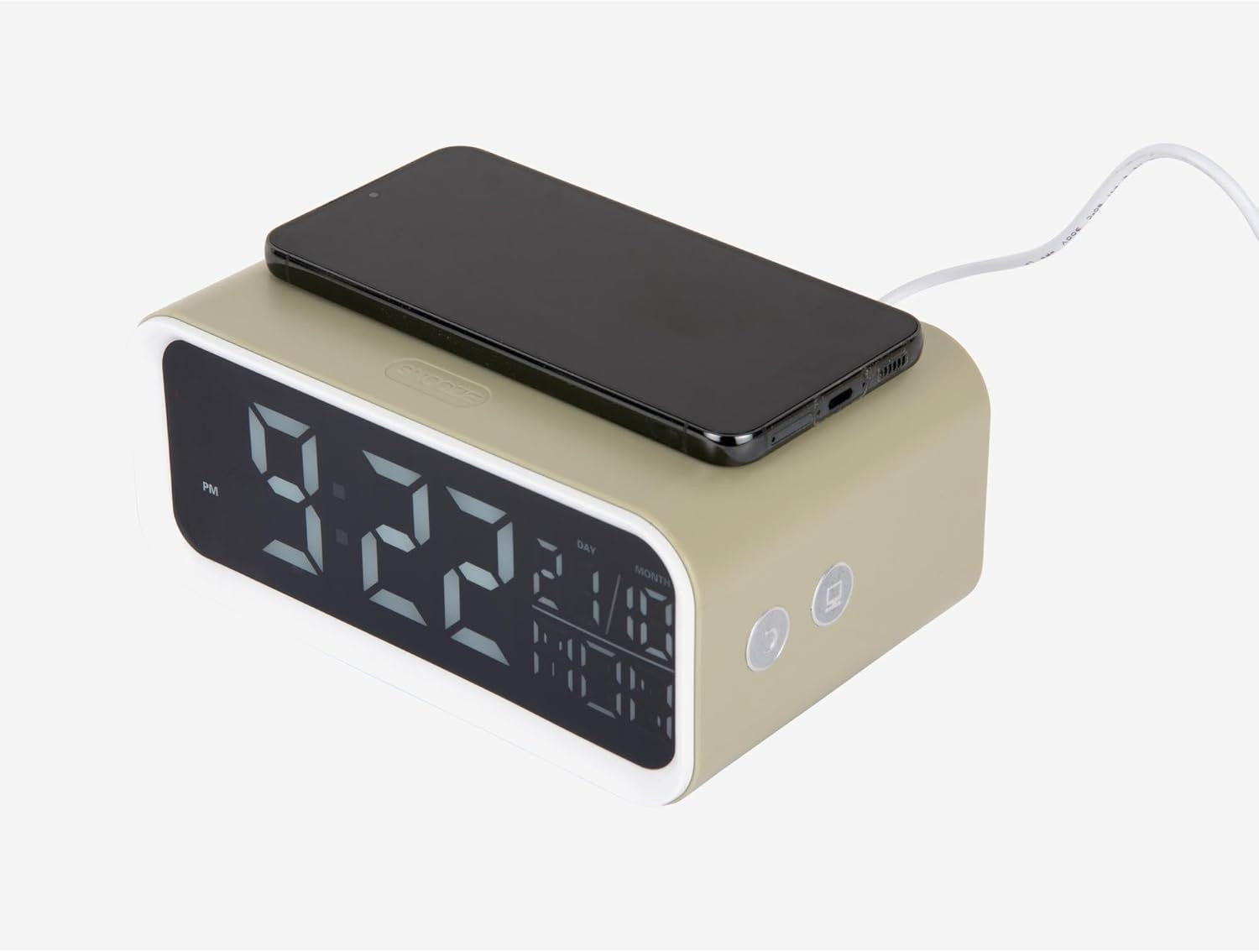 LED Alarm Clock Wireless Phone Charger Day Date Display Bedside Desk