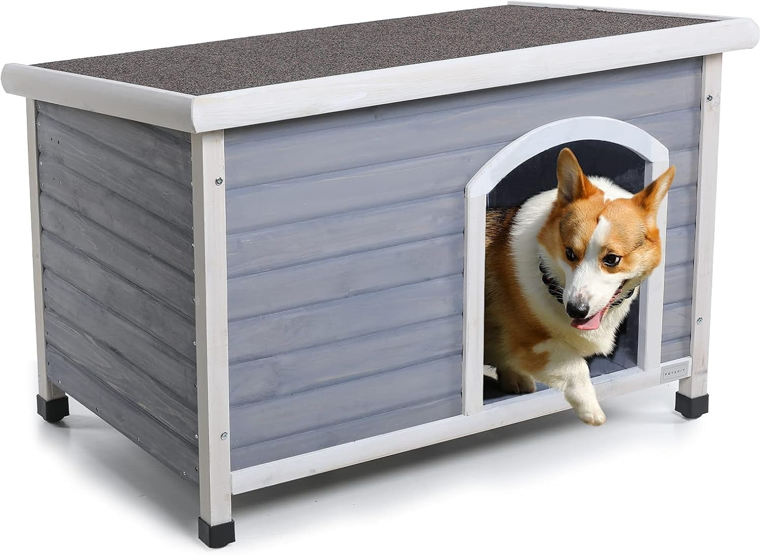 Outdoor Wooden Dog Kennel 103x66x70cm with Removable Floor & Insulated Roof