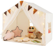Large Kids Play Tent Castle Indoor w Star Lights Mat Windows Playhouse