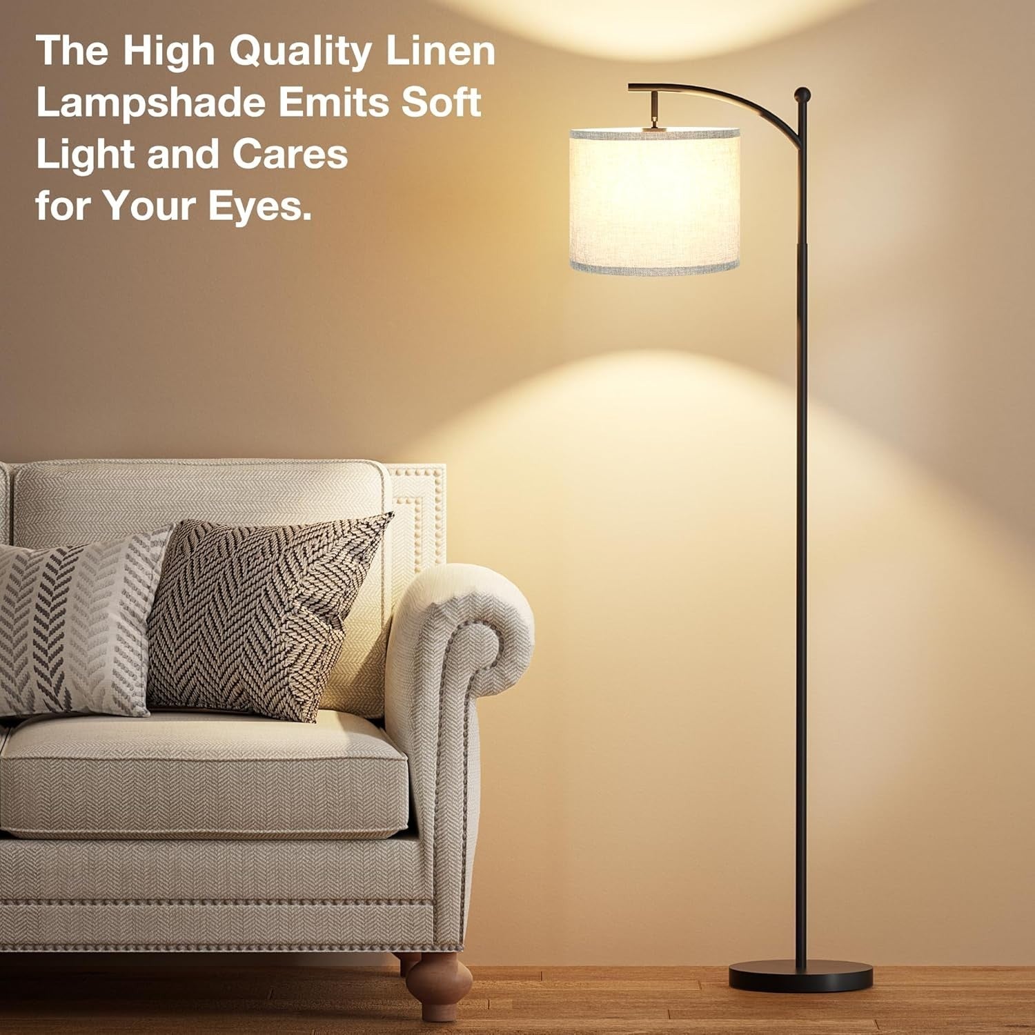 White Floor Lamp 60in Standing Lamp 3 Color Temperatures Foot Switch 9W