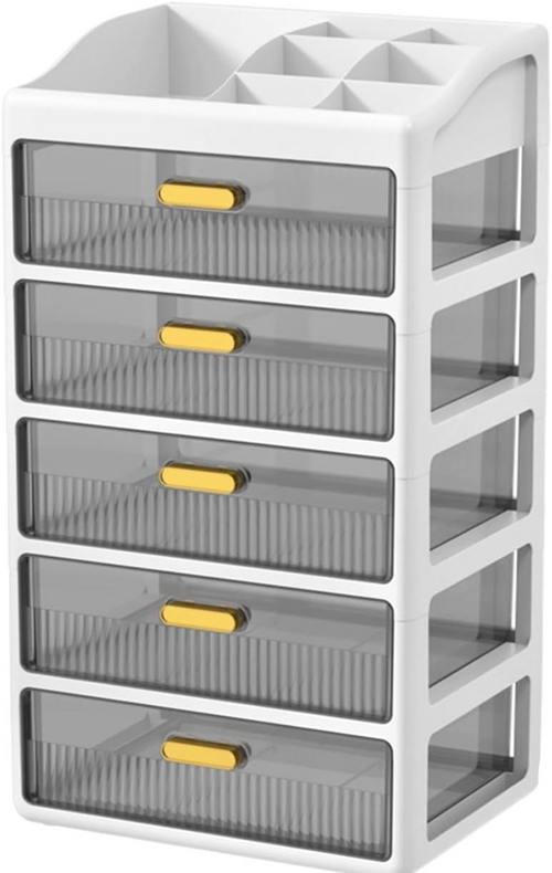 5-Layer White Desk Organizer Storage Drawers for Office, Makeup & Crafts