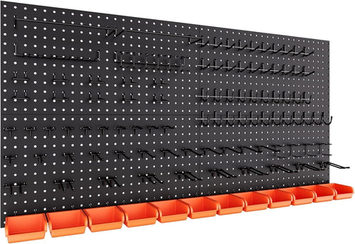 48x24 Inch Metal Pegboard Kit 4 Panels 156 Hooks Wall Mount Organizer