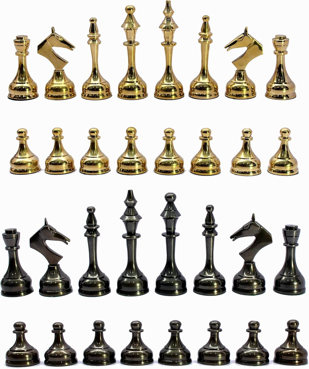 Premium Brass Staunton Chess Pieces Set | 3.75" King | Hand-Carved Metal