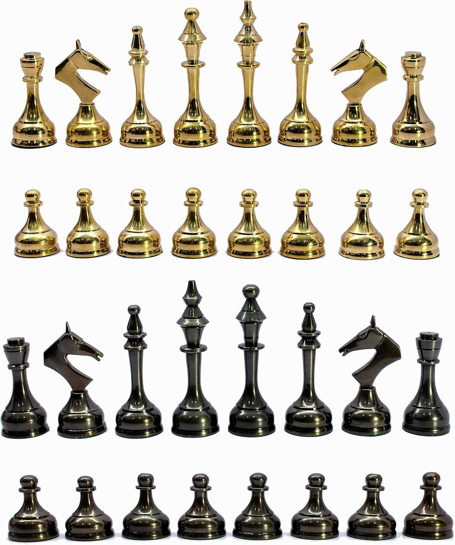 Premium Brass Staunton Chess Pieces Set | 3.75" King | Hand-Carved Metal