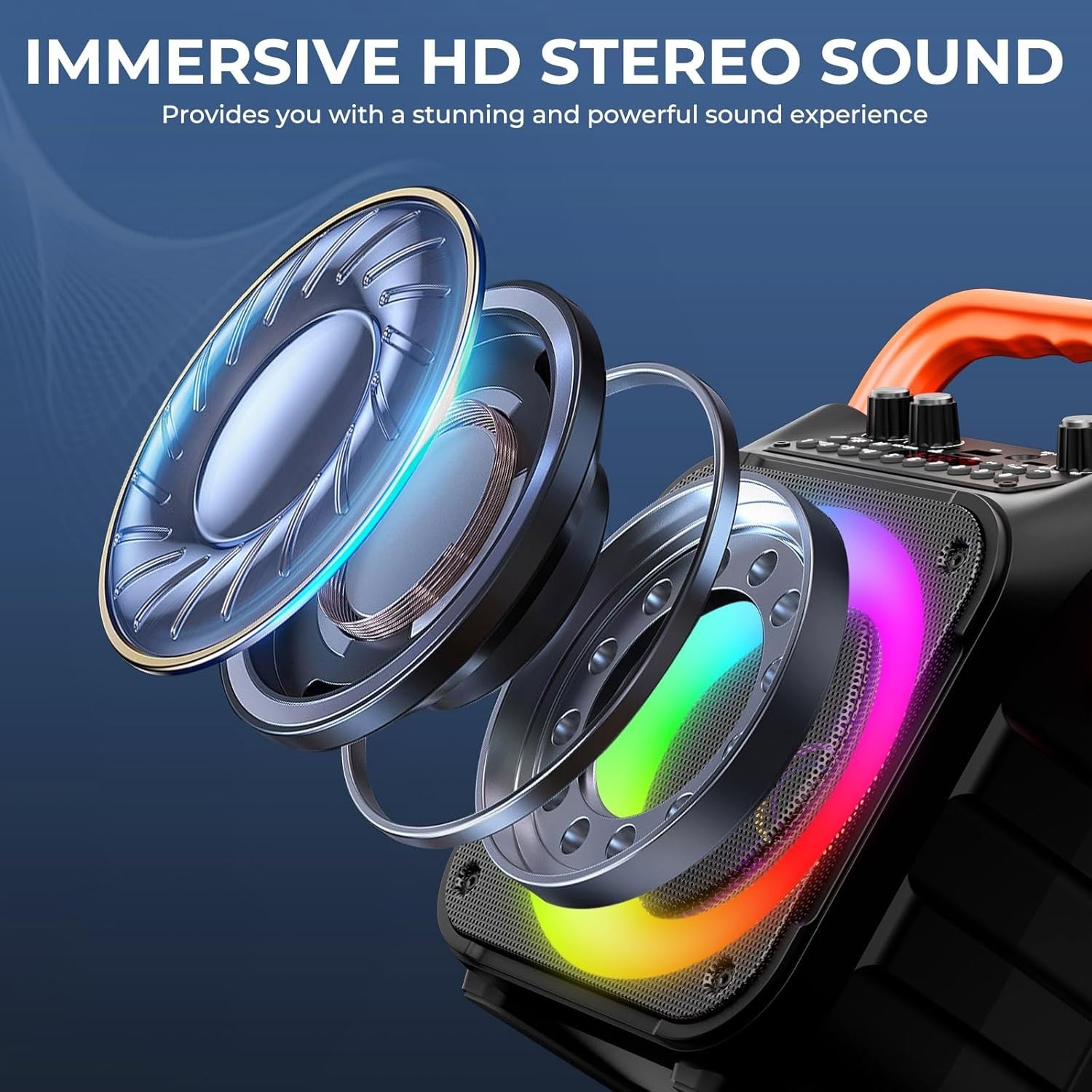 Karaoke Machine 2 Wireless Mics Bluetooth PA Speaker LED