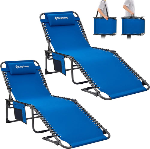 Folding Sun Loungers Set of 2 Adjustable Outdoor Garden Pool Patio Relax Chairs