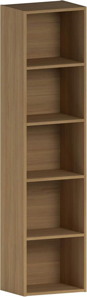 5 Tier Oak Wooden Cube Bookcase Small Storage Shelf for Living Room Office