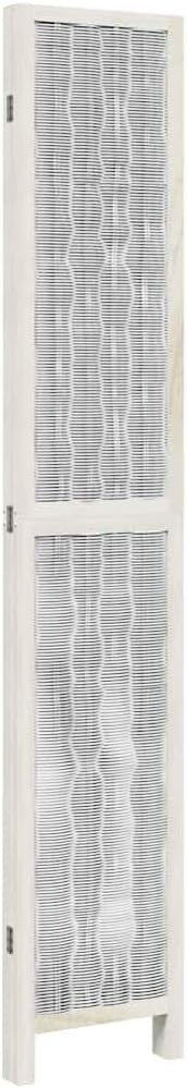 4 Panel White Folding Room Divider – Wooden Privacy Screen for Bedroom Office