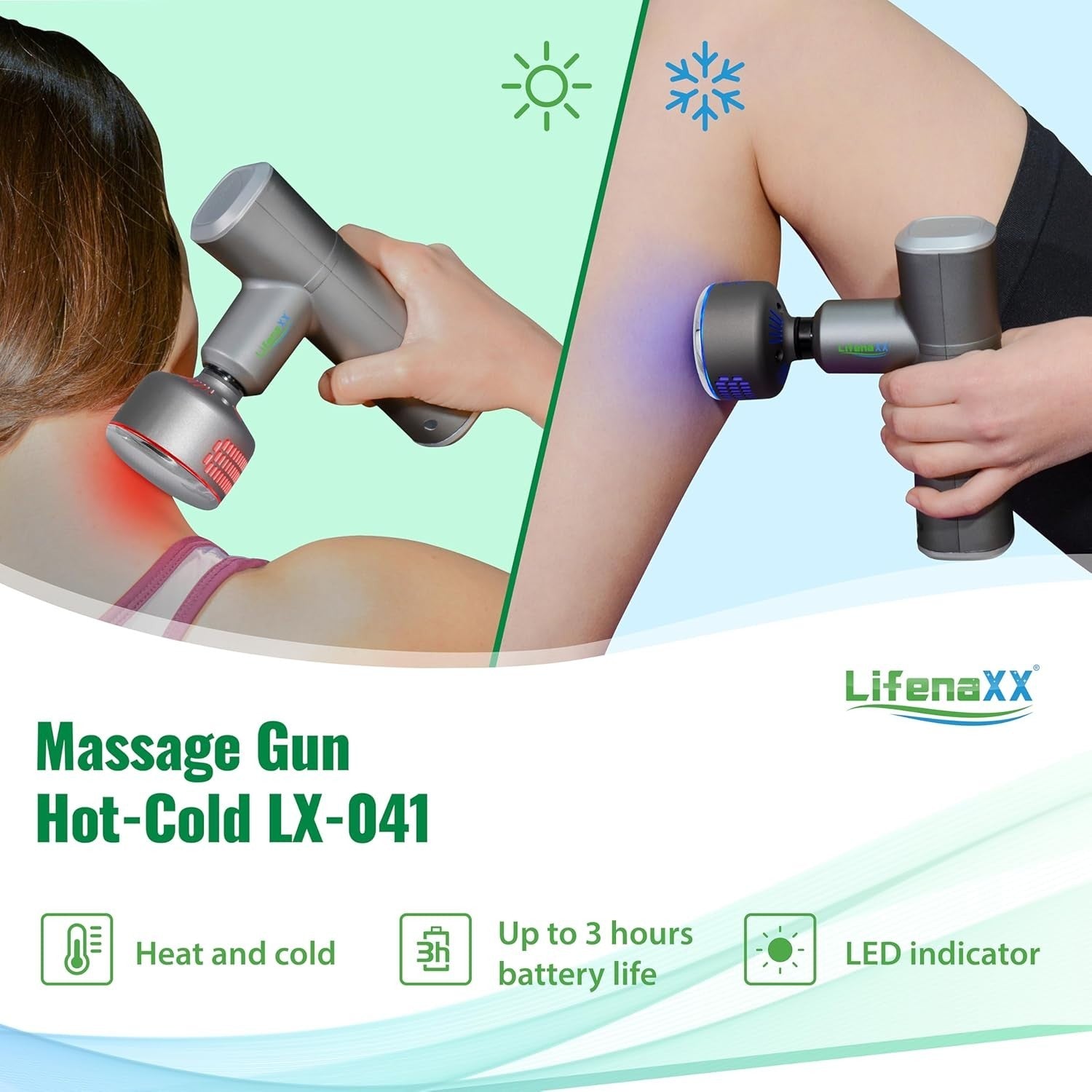 Deep Tissue Massage Gun Heat Cold Therapy Muscle Massager 5 Heads USB