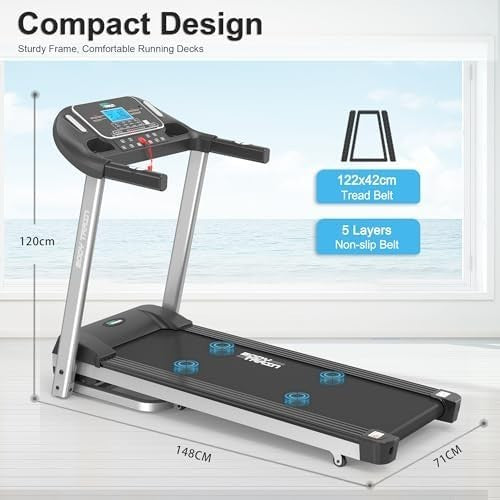 Folding Bluetooth Treadmill 14km/h 15-Level Incline 2.5HP App Sync Home Running