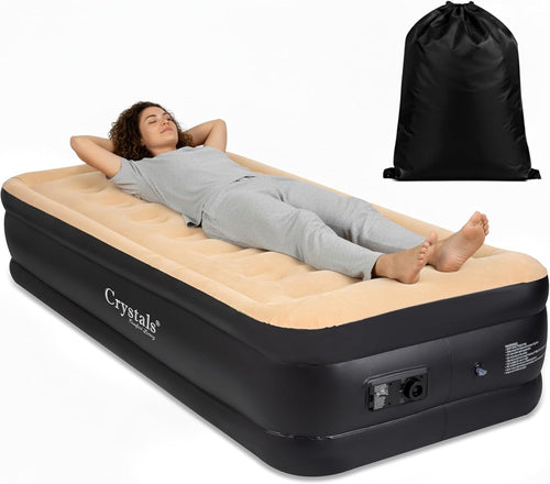 Single High Raised Air Bed with Built-In Electric Pump Waterproof Mattress