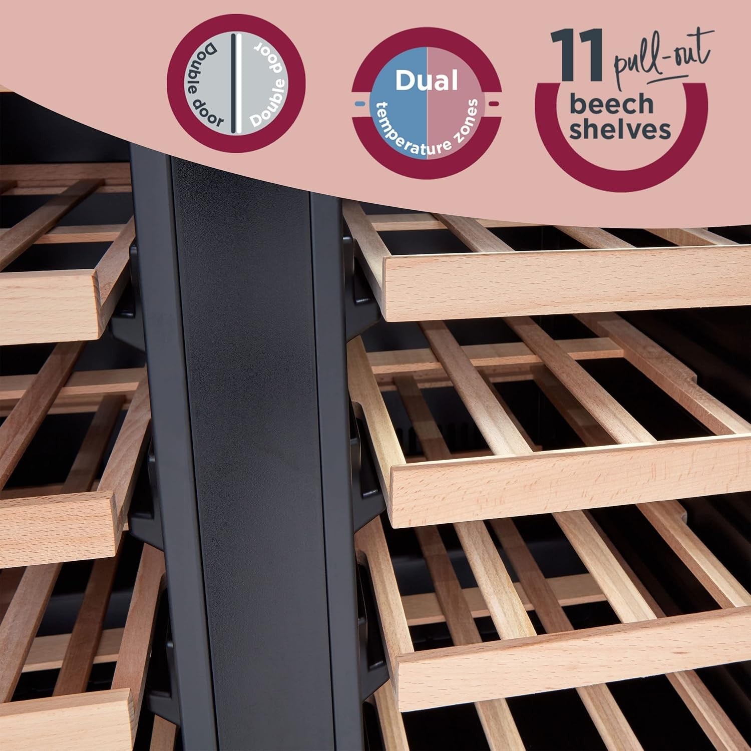 60cm Built In Wine Cooler Dual Zone Under Counter Fridge 40 Bottle UV Glass