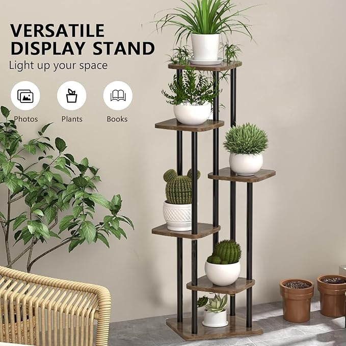 6 Tier Metal Plant Stand Indoor Outdoor Tall Corner Flower Shelf Home & Balcony