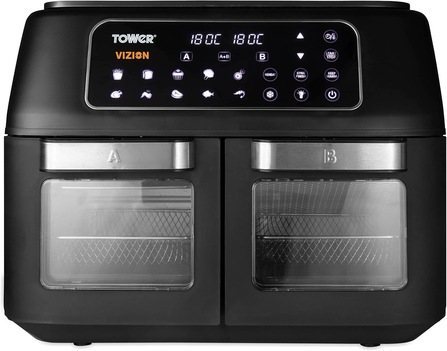 11L Dual Compartment Air Fryer Oven Touchscreen 10 Presets Dehydrate Grill