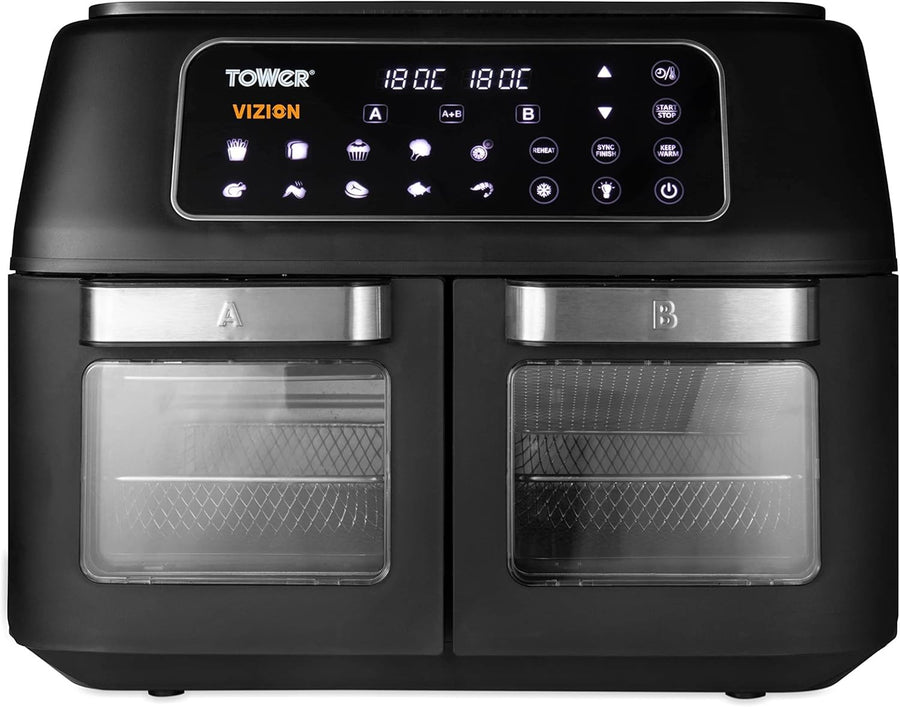 11L Dual Compartment Air Fryer Oven Touchscreen 10 Presets Dehydrate Grill