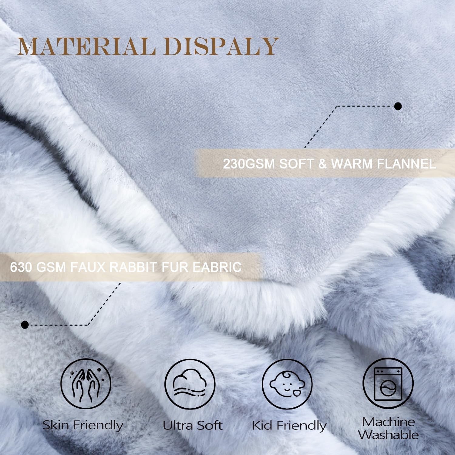 Tie Dye Blue Faux Fur Bubble Throw Blanket Soft Warm Plush Sofa 50x60in