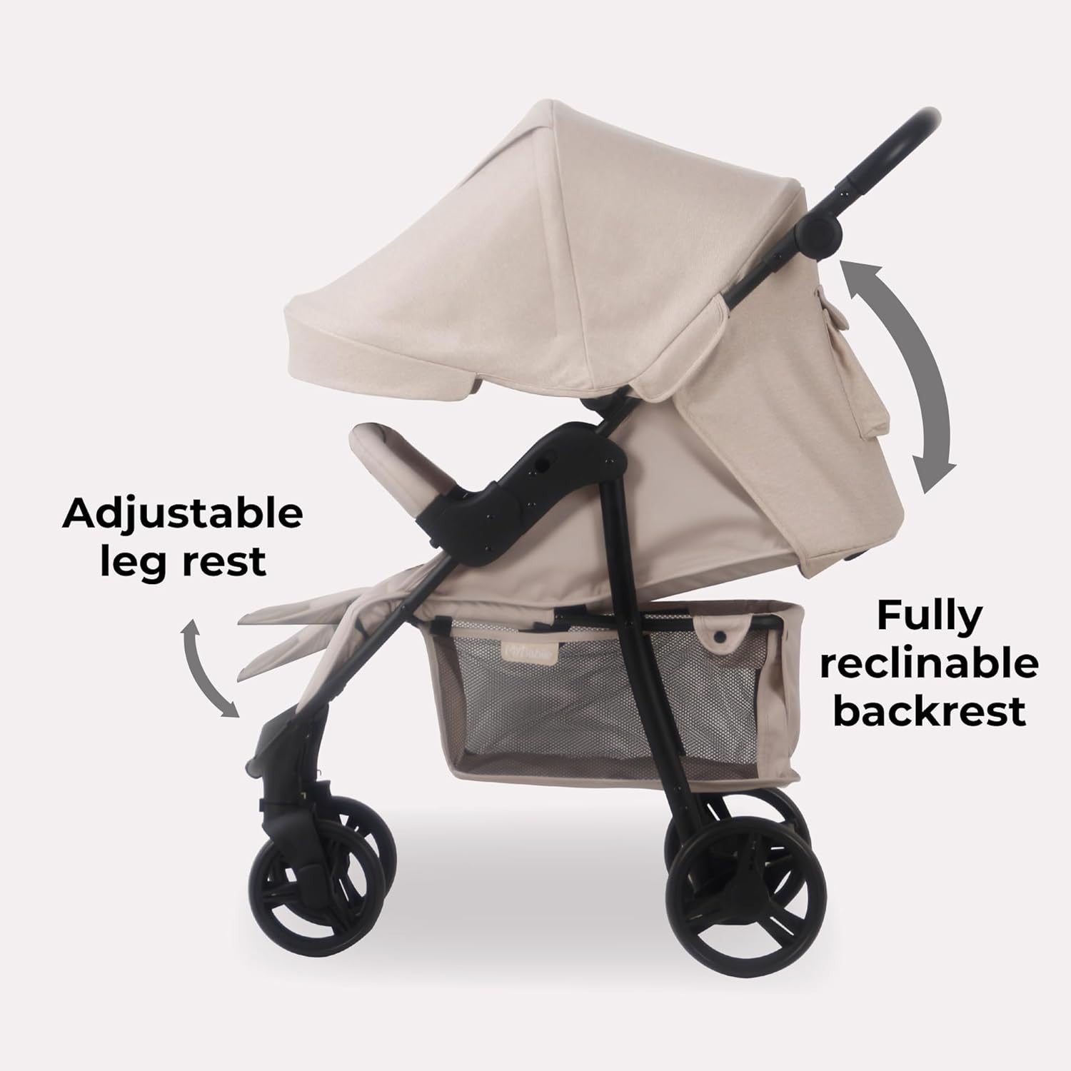 Oatmeal Baby Pushchair Compact Easy Fold Stroller Adjustable Handle Birth to 4Y