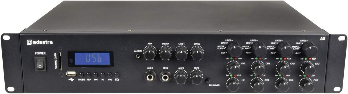 4-Channel Multi-Zone Stereo Amplifier 8x200W Bluetooth FM USB SD