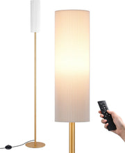 Modern Floor Lamp Dimmable Remote Linen Shade Gold Standing Light 165cm
