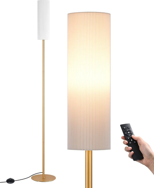 Modern Floor Lamp Dimmable Remote Linen Shade Gold Standing Light 165cm