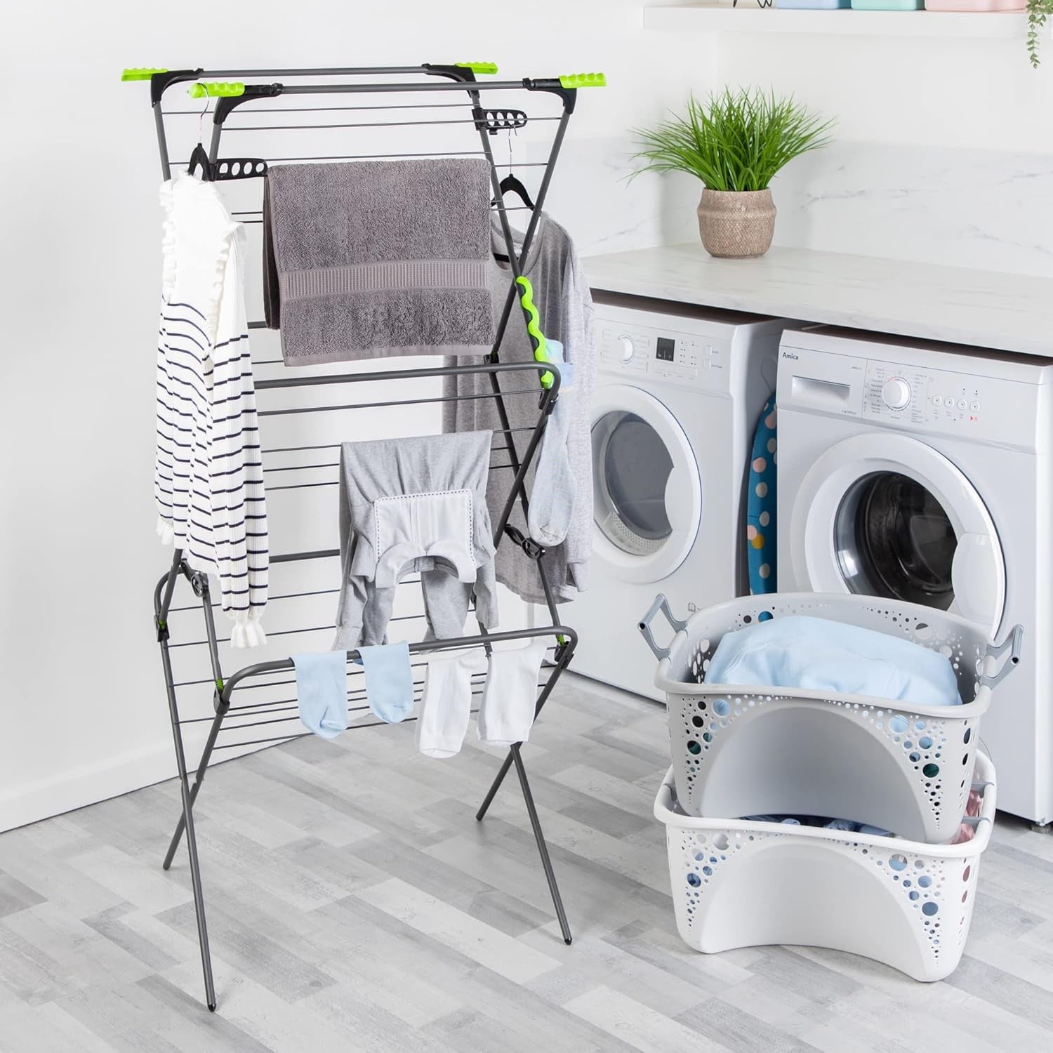 Large 3 Tier Clothes Airer Heavy Duty Foldable Drying Rack Indoor Outdoor
