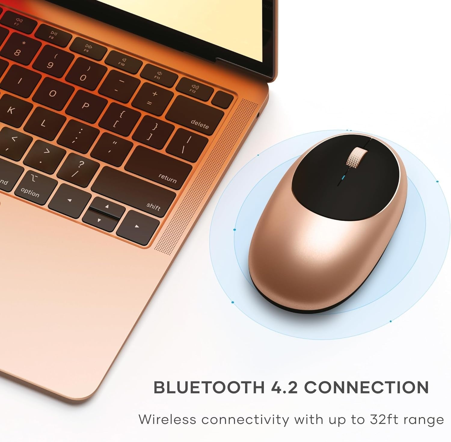 Wireless Bluetooth Mouse USB-C Rechargeable Gold Aluminium Slim Silent Clicks