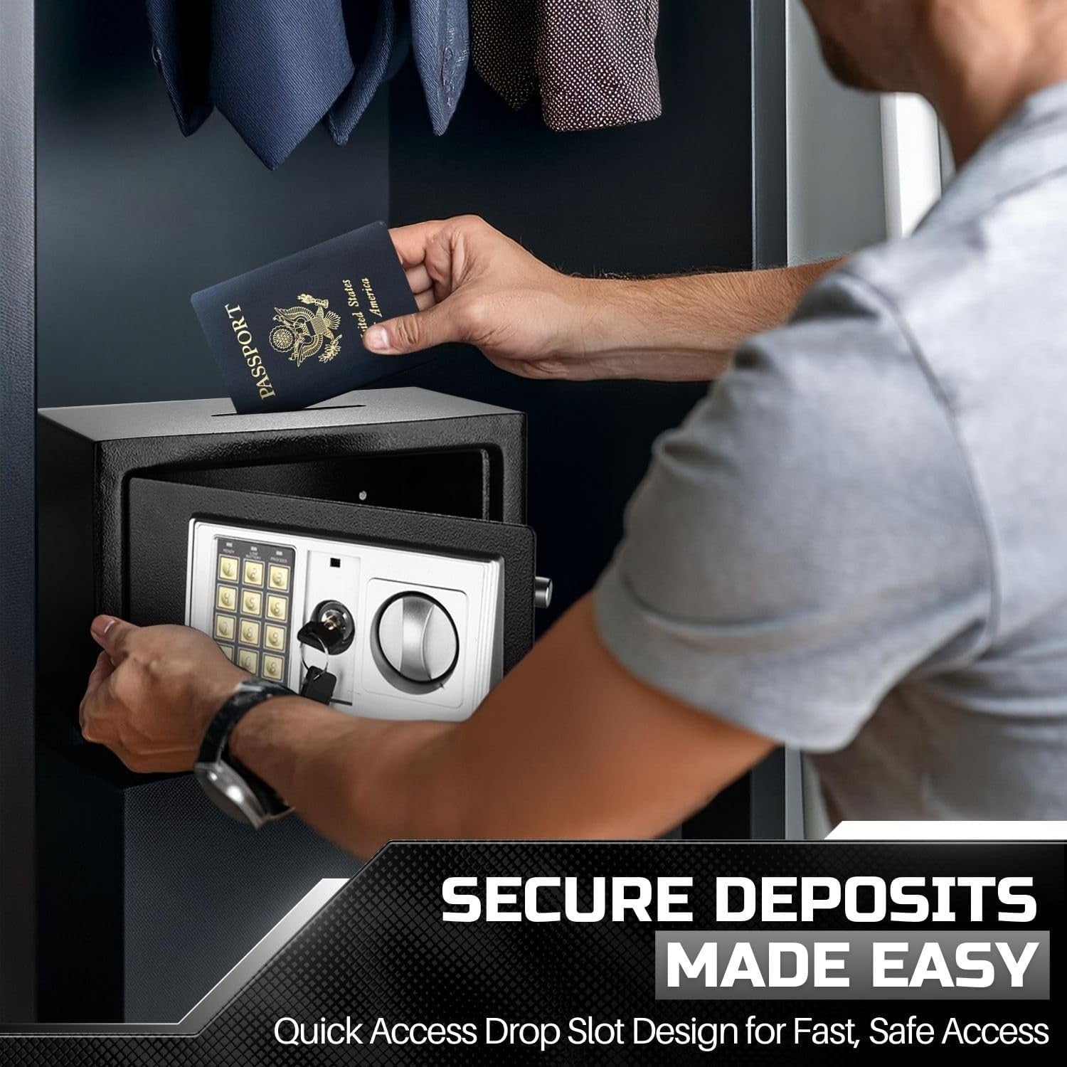 Drop Slot Safe Box Digital Keypad Cash Deposit Security Cabinet Lock