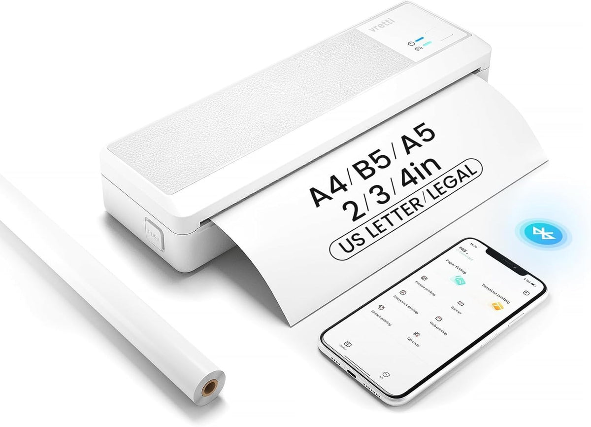 A4 Portable Thermal Printer Inkless Bluetooth USB Travel Office Home Study
