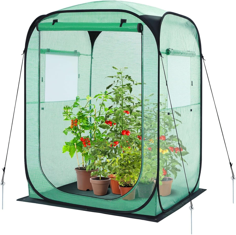 Large Walk-In Pop Up Greenhouse 49x67in Portable Garden Tent with PE Cover