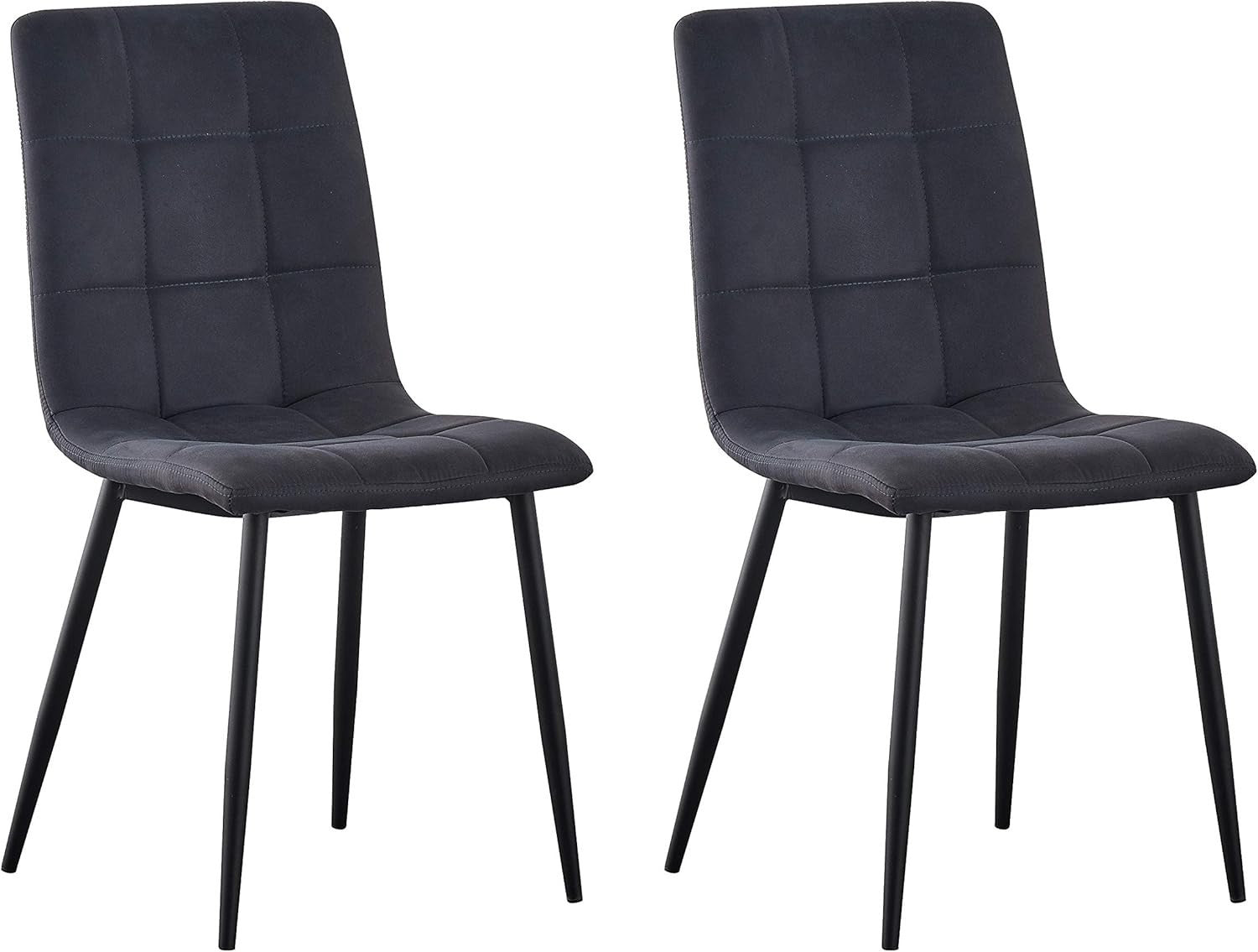Set of 4 Black Faux Leather Dining Chairs Metal Legs Kitchen Office Use
