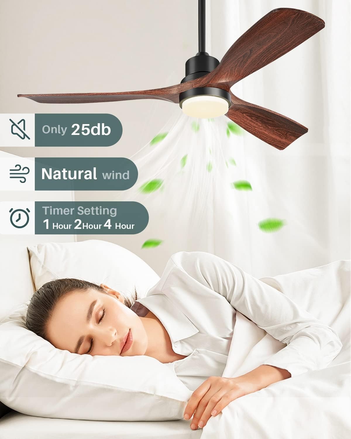 Forrovenco 52" Ceiling Fan with Lights, Remote, 3 Blades, DC Motor, LED