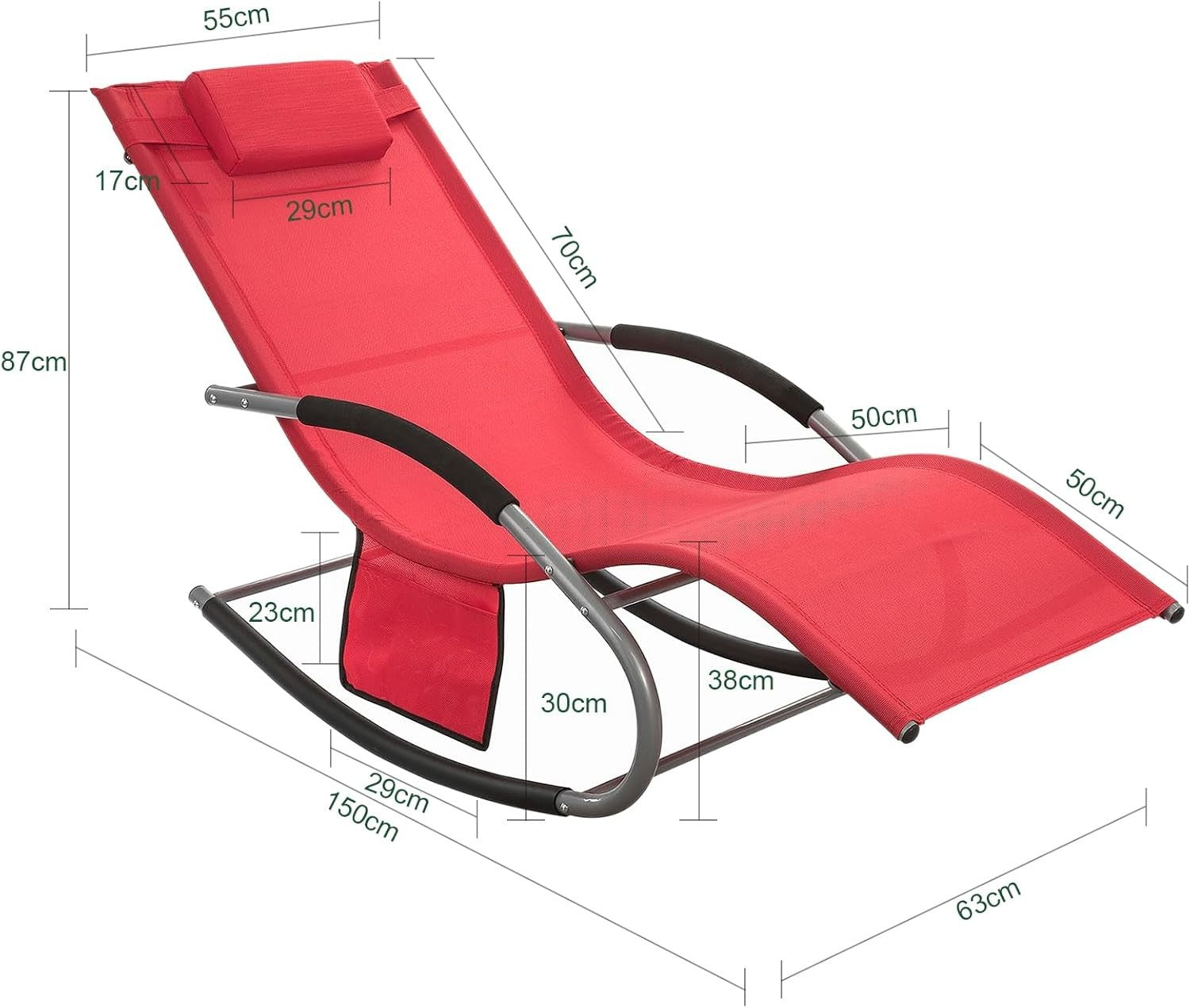 Garden Rocking Sun Lounger Recliner Chair Cushioned Outdoor Patio Seat