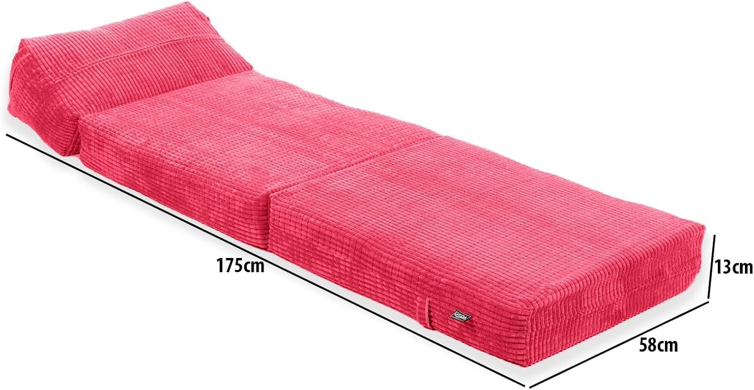 Deluxe Foam Fold-Out Futon Chair Bed | Portable Corduroy Single Mattress