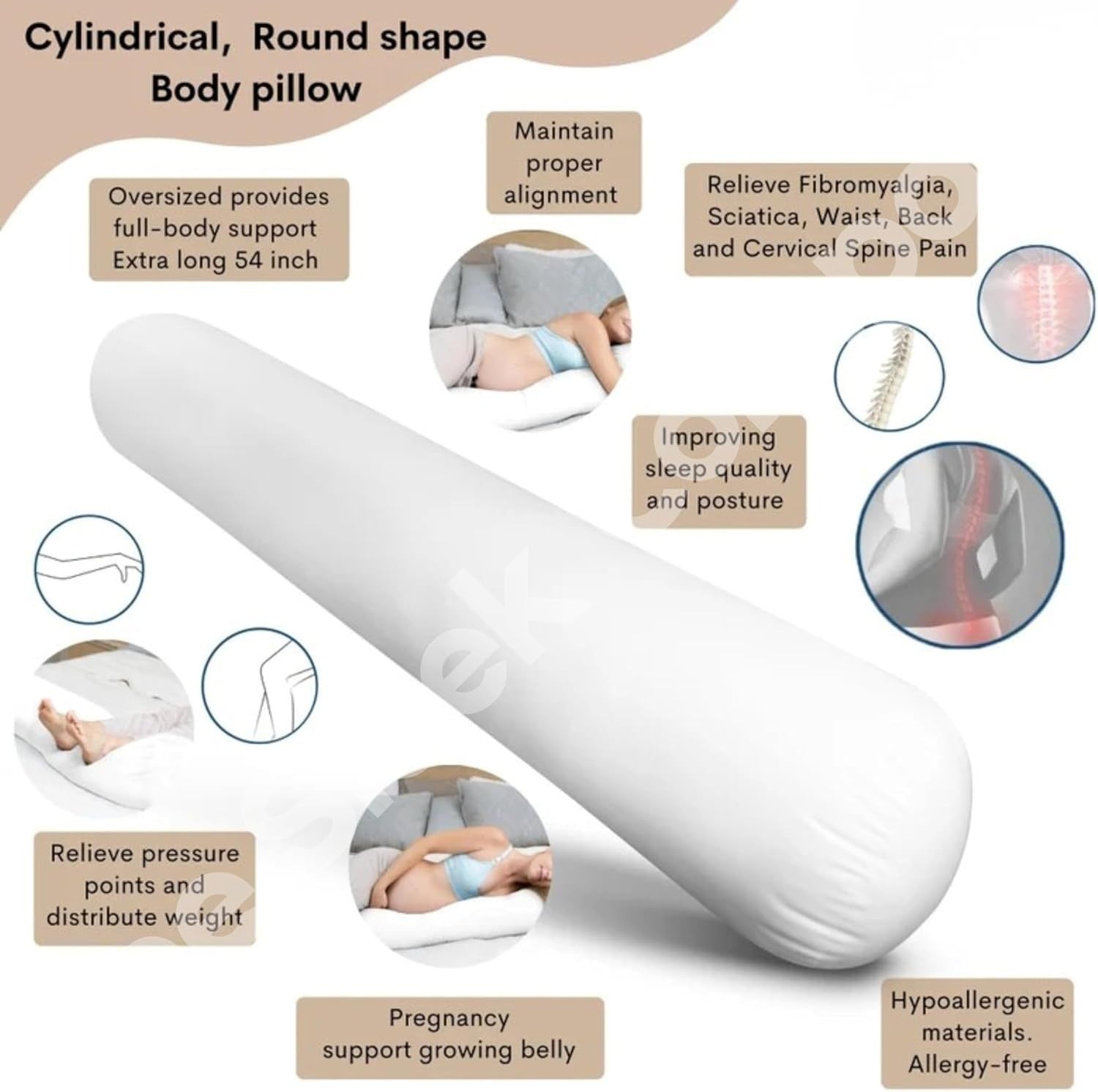 Luxury Full Body Pillow 145cm Long Supportive Pregnancy Sleep Cushion