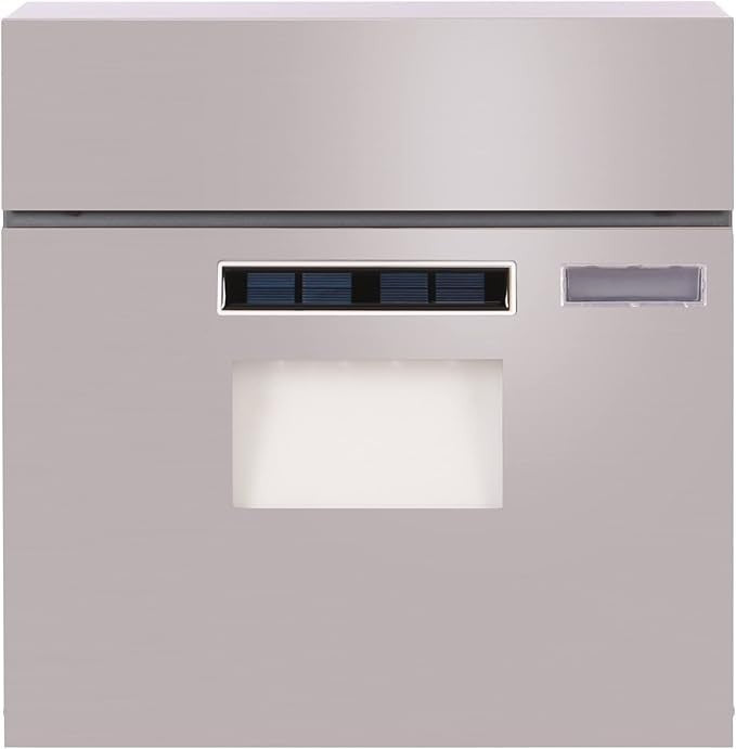 Wall Mounted Stainless Steel Mailbox with Solar LED, Lock, A4 Slot, Weatherproof