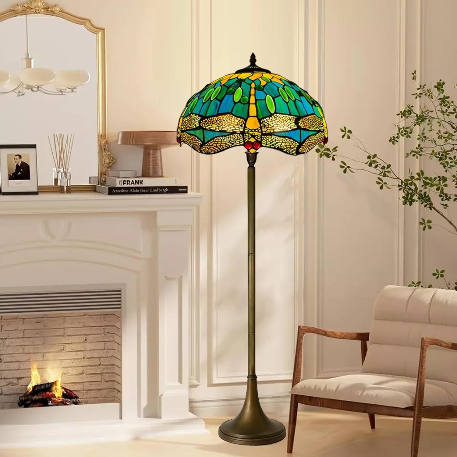 Handcrafted Stained Glass Floor Lamp 16in Tiffany Antique Style Home Light