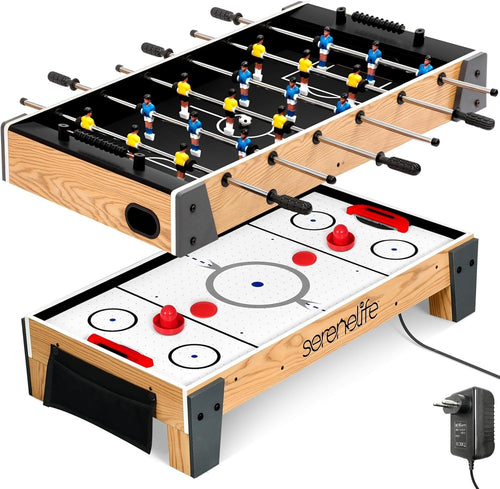 2-in-1 Swivel Game Table Air Hockey & Foosball Compact Arcade