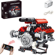 App-Controlled V8 Engine Building Kit STEM Toy for Kids & Adults, 665 Pieces