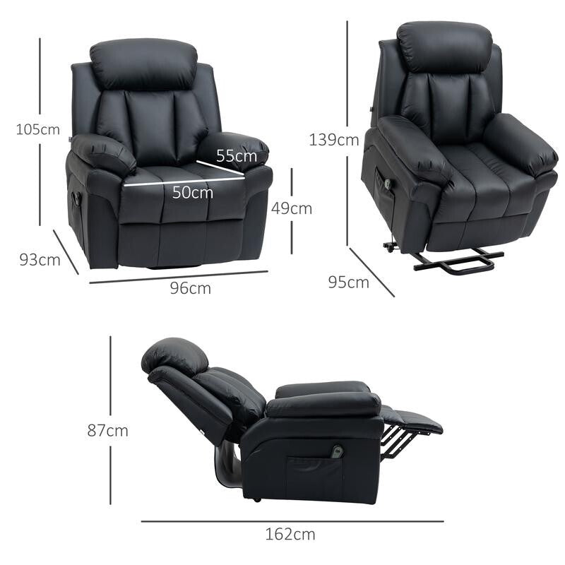 Electric Recliner Lift Chair – PU Leather Power Armchair w/ Remote & Storage